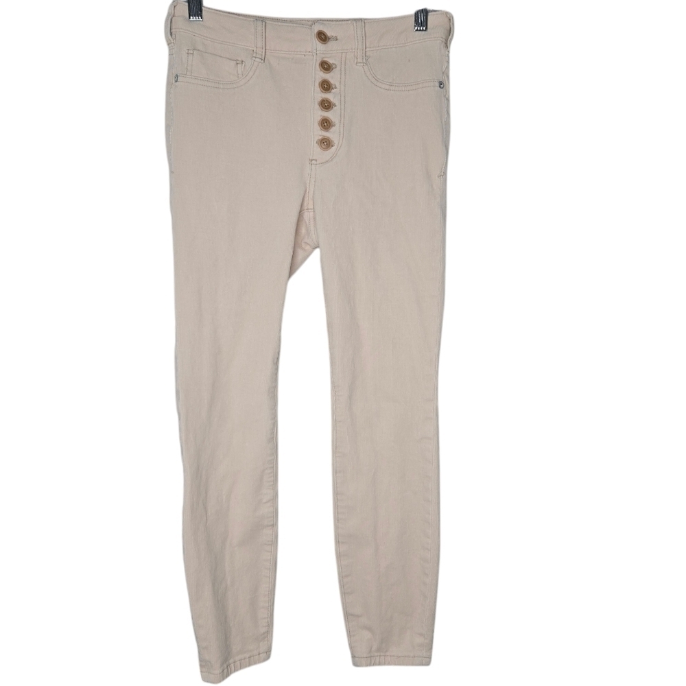 Pilcro Anthropologie Womens Khaki High Rise Buttonfly Skinny Corduroy Pants 27